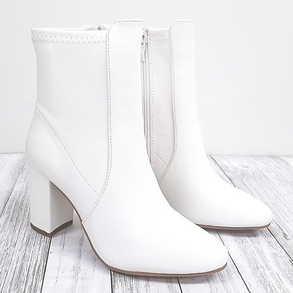 Shoes - New White Stretch Sock Ankle Boots Booties